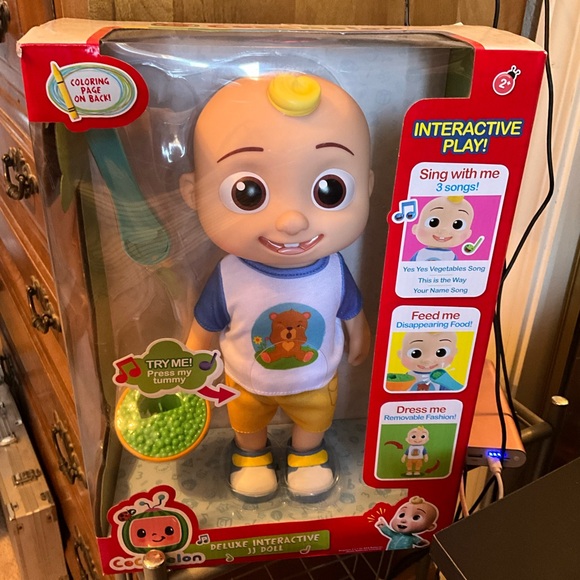CoComelon Deluxe Interactive JJ Doll With Sounds. With coloring page on back. - Picture 1 of 10